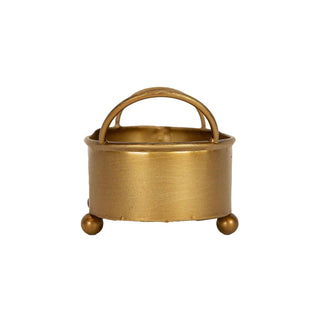 Faye Boho Rounded Brass Mini Planter With Ball Feet Metal