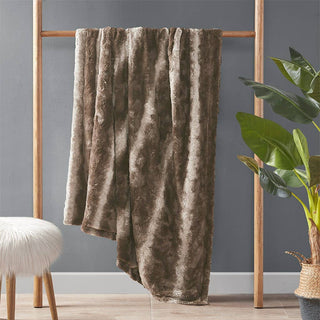 Oversized 60x70" Faux Fur Throw Blanket, Dark Brown