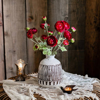 Artificial Buttercup Flower Bundle in Red Burgundy 21" Tall