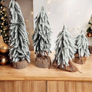 Flocked Snow Christmas Tree Set | Rustic Winter Wonderland