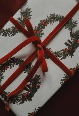 Set Of 3 Pieces Christmas Wreath white Wrapping Paper
