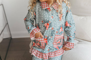 Kids Holly Berry Pocket Button Christmas Lounge Play Set
