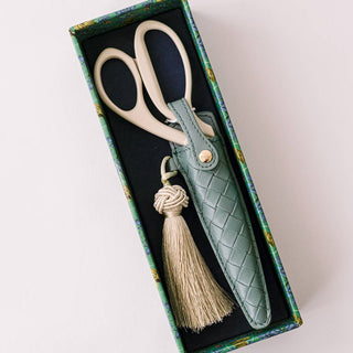 Ivory and Gold Heirloom Scissors with Case -  Dusk Blue
