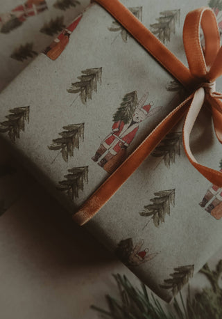 Set Of 3 Pieces Bunny with tree Kraft Wrapping Paper