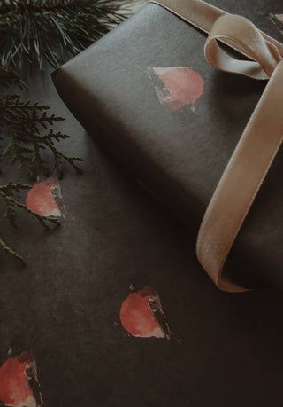 Set Of 3 Pieces Red robin Kraft Wrapping Paper