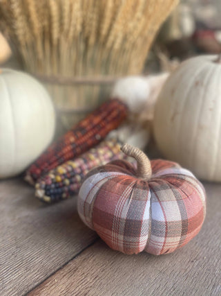 CF-3137 - Sm. Autumn Plaid Fall Fabric Pumpkin