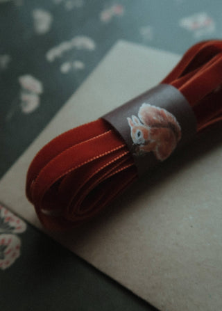 Velvet ribbon red/brownish length 3m/width 9mm