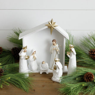 Nativity Set With Stable- 6 Piece Set (SET)
