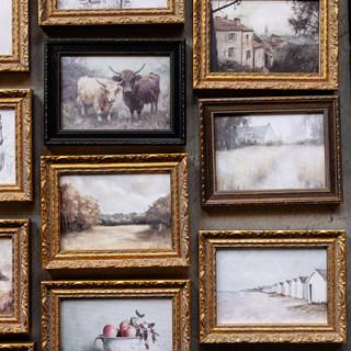 Muted Sheep Field | French Brass Gold Mould Framed Art