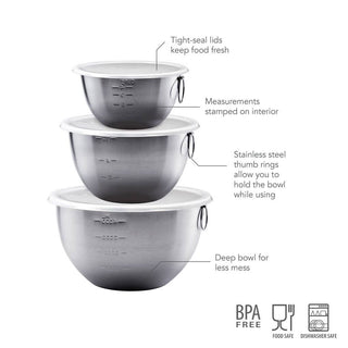 TOVOLO® S/S Mixing Bowl Set With Lids, Set of 3