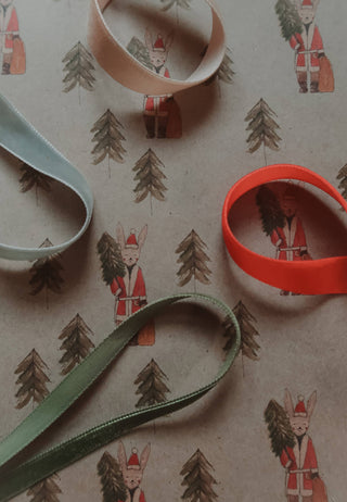 Set Of 3 Pieces Bunny with tree Kraft Wrapping Paper