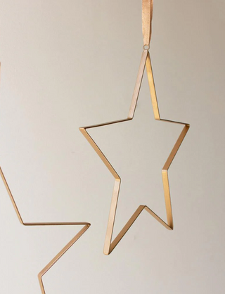 Set of 2 Antique Brass Hanging Christmas Stars