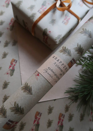 Set Of 3 Pieces Bunny with tree Kraft Wrapping Paper