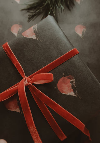 Set Of 3 Pieces Red robin Kraft Wrapping Paper
