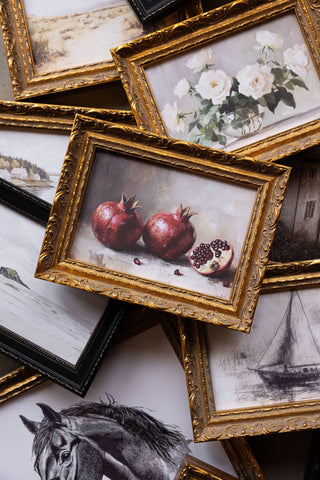 Antique Pomegranate | French Brass Gold Mould Framed Art