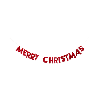 Puffy Red Velvet Merry Christmas Banner
