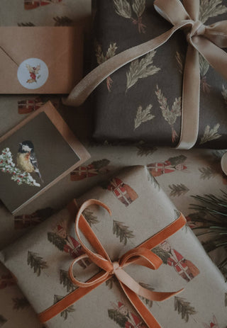 Set Of 3 Pieces Bunny with tree Kraft Wrapping Paper