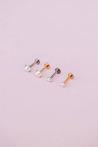 Pearl Flat Back Stud in Gold