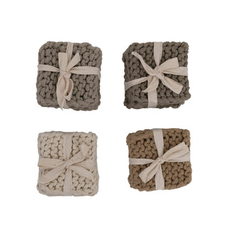 Cotton Crocheted Coasters, Set of 4