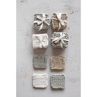 Cotton Crocheted Coasters, Set of 4