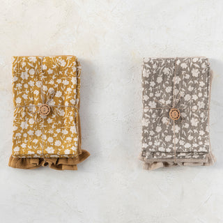 Cotton Slub Printed & Cotton Waffle Tea Towels, Set of 2