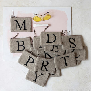 Zip Pouch w/ Monogram & Tassel, 18 Styles (Excludes O, F, G, Q, U, V, X & Z)