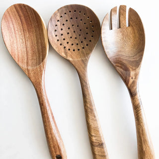 Natural Acacia Wood Kitchen Utensil Set Of 5