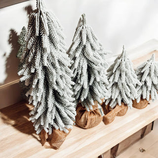 Flocked Snow Christmas Tree Set | Rustic Winter Wonderland