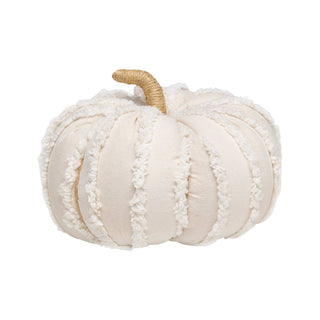 CF-3149 - Lrg. White Fuzzy Stripes Fall Fabric Pumpkin