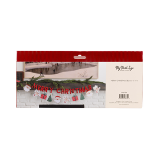 Puffy Red Velvet Merry Christmas Banner