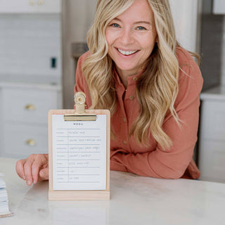 Weekly Menu Stand – Wooden Base with Refillable Meal Planner
