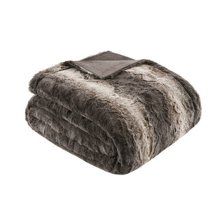 Oversized 60x70" Faux Fur Throw Blanket, Dark Brown