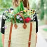Straw Beach Bag with Leather Strap - Straw Backpack
