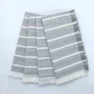 Dobby Stripe Fringe Napkins - Set of 4