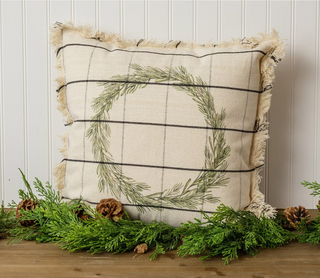 Pillow - Window Pane Check with Wreath