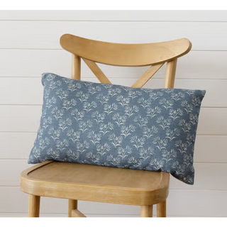 Floral Block Print Lumbar Pillow, Navy
