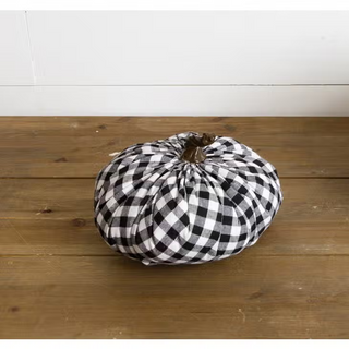 Fabric Pumpkin - Black and White Plaid