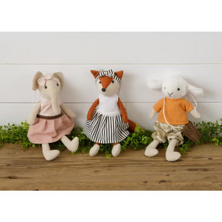 Elephant, Sheep, and Fox Dolls