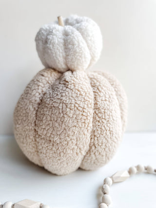 Plush Sherpa Pumpkin | Decorative Pumpkin | Large