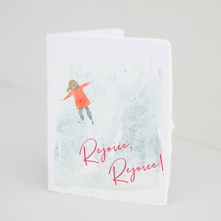 "Rejoice" Skating Christmas Holiday Folded Greeting Card