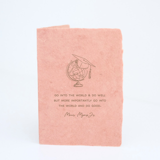 "Go into the world & do good" Graduation Globe Folded Card